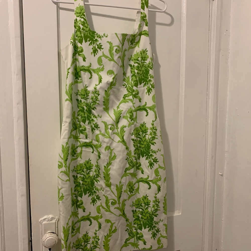 toile pattern white/green dress